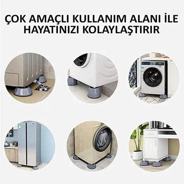 Gürültü Engelleyici Ve Kaymaz Titreşim Önleyici Kauçuk Ayak Petleri Çamaşır Makinesi Stoper 4'lü Set - 4