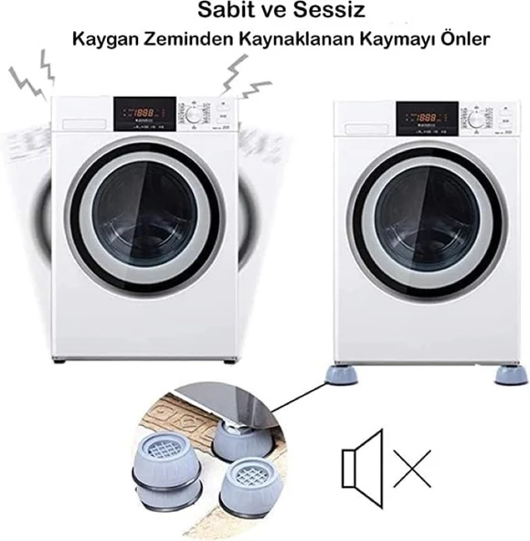 Gürültü Engelleyici Ve Kaymaz Titreşim Önleyici Kauçuk Ayak Petleri Çamaşır Makinesi Stoper 4'lü Set - 2