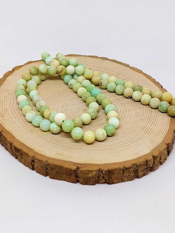 Yeşili Opal Taşı YARIM Dizi 8mm (18cm uzunluğundadır) - Resim 2