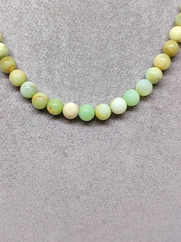 Yeşil Opal Taşı Kolye 8mm (Sabit Klipsli) - 2
