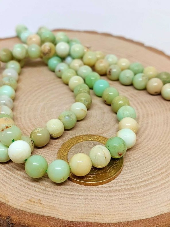 Yeşil Opal Taşı Kolye 8mm (Sabit Klipsli) - 4