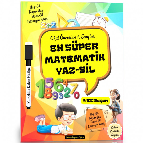 EN Süper Matematik YAZ-SİL Kitabı (Okul Öncesi ve 1. Sınıflar İçin)