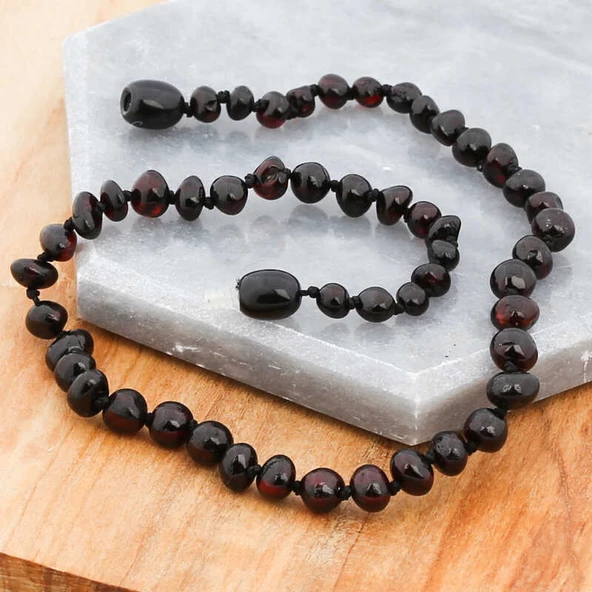 Bebek Damla Kehribar Diş Kolye  SL3646 - Resim 2