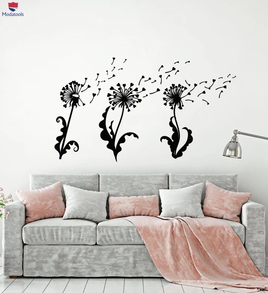 Oturma Odası, Yatak Odası Duvar Sticker Soyut Karahindiba Çiçek Kız Odası Çiçek Sanat Çıkartmaları ürün görseli