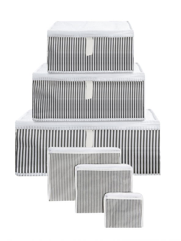 Valiz İçi 6lı Düzenleyici Yeni Doğan Organizer Set Gri Çizgili - 2