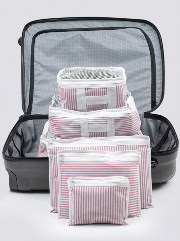 Valiz İçi 6lı Düzenleyici Yeni Doğan Organizer Set Gri Çizgili - 5