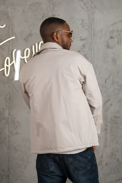 Oversize Kolu Lastikli Çıt Çıt Kapamalı Hafif Dolgulu Baharlık Mont - 6