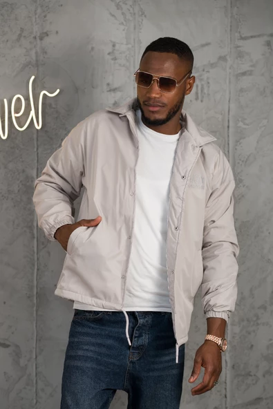 Oversize Kolu Lastikli Çıt Çıt Kapamalı Hafif Dolgulu Baharlık Mont - 3