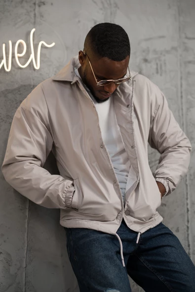 Oversize Kolu Lastikli Çıt Çıt Kapamalı Hafif Dolgulu Baharlık Mont - 2