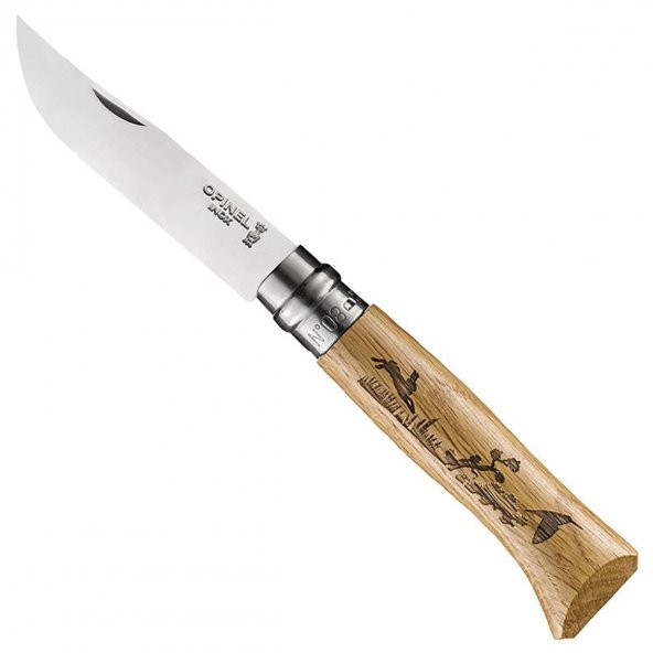 Opinel Inox No 8 Yaban Tavşan Desenli Paslanmaz Çelik Çakı