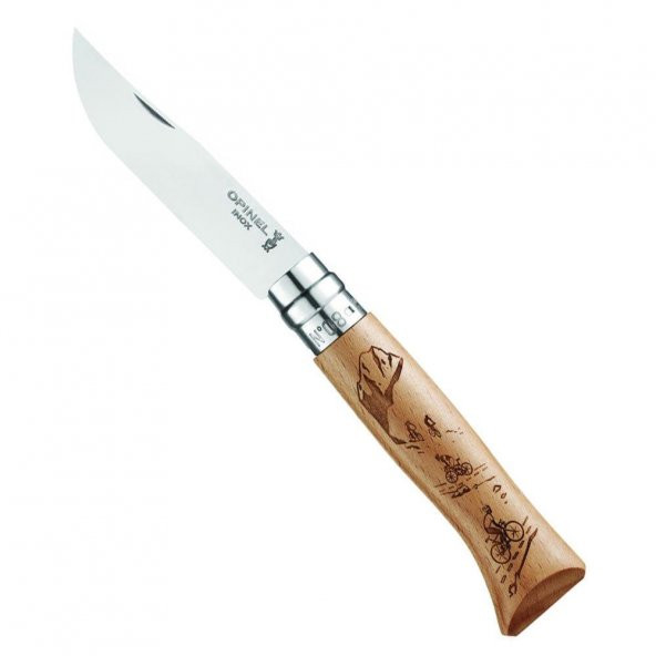 Opinel Inox No 8 Alpine Bisiklet Desenli Paslanmaz Çelik Çakı