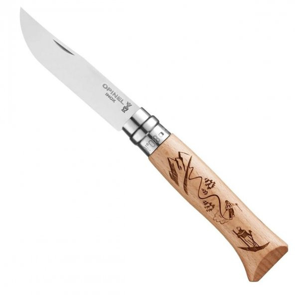 Opinel Inox No 8 Alpine Macera Kayağı Desenli Paslanmaz Çelik Çakı