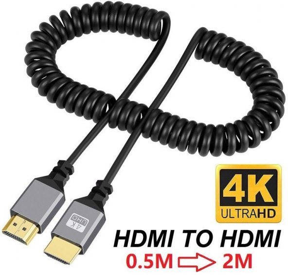 Hdmi Spiral Yaylı Uzayabilen FullHd 4k 60Hz Uhd Kablo (0.5-2 Metre) - 2