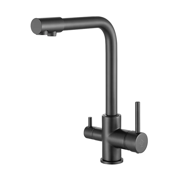 Mat Siyah Arıtma Çıkışlı Eviye Bataryası 3 Yollu Batarya ürün görseli 1