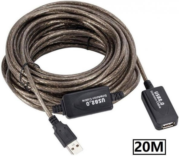 Aktif USB Dişi Erkek Uzatıcı Uzatma Ek Kablosu 20 Metre