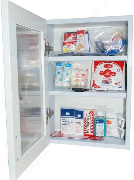 Ecza Dolabı İçi Dolu İlk Yardım İçerikli PVC 50x35x16 CM 159 - 4