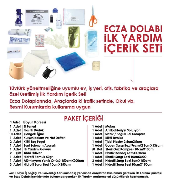 Çelik Ayna Çift Kapaklı Büyük Ecza Dolabı İçi Dolu Full Paket 846 - 3