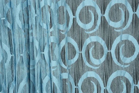 VAKKO  MODEL MAVİ RENK İP PERDE HAZIR DÜĞMELERİ DİKİLMİŞ İP PERDE 300*270 cm ürün görseli