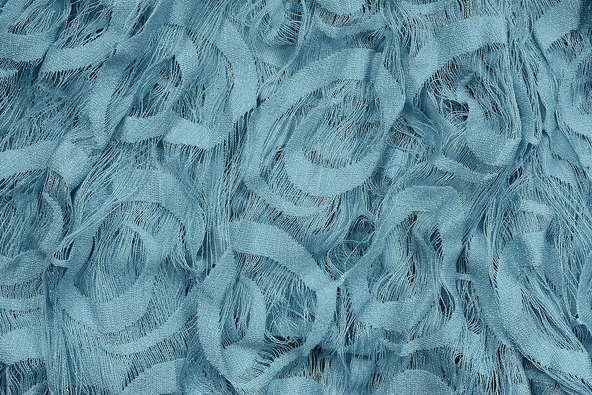 VAKKO  MODEL MAVİ RENK İP PERDE HAZIR DÜĞMELERİ DİKİLMİŞ İP PERDE 300*270 cm - Resim 6