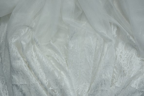 SELVİ GÖBEKLİ MODEL KIRIK BEYAZ RENK TEK KANAT Hazır Dikilmiş Pileli Fon Perde 300*260 Cm - Resim 2