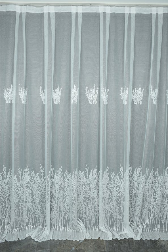 SELVİ GÖBEKLİ MODEL KIRIK BEYAZ RENK TEK KANAT Hazır Dikilmiş Pileli Fon Perde 300*260 Cm - Resim 3