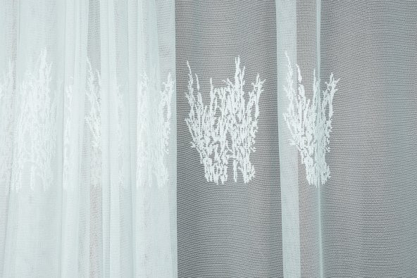 SELVİ GÖBEKLİ MODEL KIRIK BEYAZ RENK TEK KANAT Hazır Dikilmiş Pileli Fon Perde 300*260 Cm - Resim 4