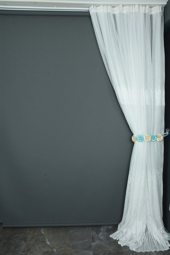 SELVİ GÖBEKLİ MODEL KIRIK BEYAZ RENK TEK KANAT Hazır Dikilmiş Pileli Fon Perde 300*260 Cm - Resim 8