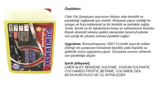 Powermax Profesyonel Cilalı Oto Şampuanı Fırça İle Yıkama 5 KG - 2