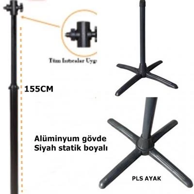 Soba Ayağı Çok Amaçlı Lüks Alüminyum Ayak 155 CM Siyah - 4