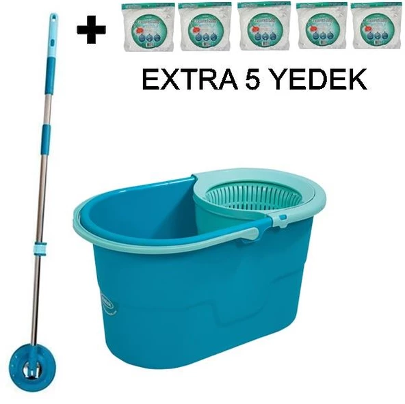 Motek Fix Mop Temizli Seti Paspas Temizlik Kovası+5Ad Yedek Başlık