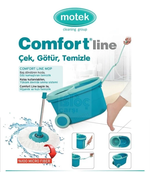 Motek Tekerlekli Taşıma Saplı Comfort  Mop Temizlik Seti MT-10 - 5