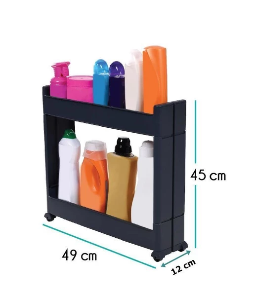 Motek Çok Amaçlı Tekerlekli Mutfak Rafı Banyo Rafı Organizer SR-02 - 8