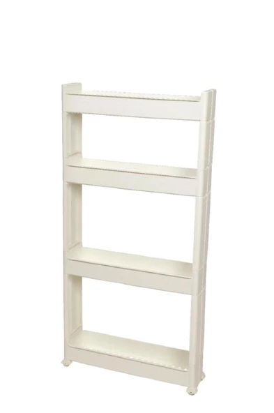 Motek Çok Amaçlı Tekerlekli Organizer Mutfak Banyo Rafı Beyaz SR-04 - 2