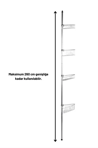 Primanova Yay Baskılı Kurulumu Kolay Dört Gözlü Alüminyum Banyo Köşe Rafı-N29 - 6