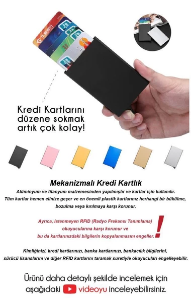 Metal Otomatik Mekanizmalı Kredi Kartlık - 9