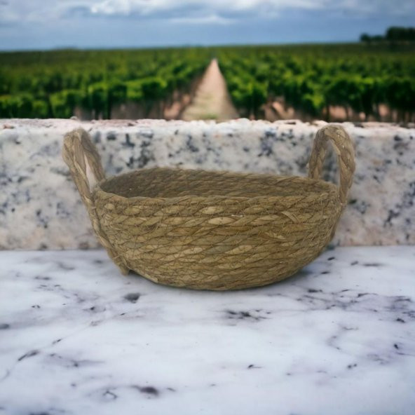 T. Concept Dekoratif İplikli Rattan Hasır Sepet, Çok Amaçlı Düzenleme, Sepeti Orta - 3