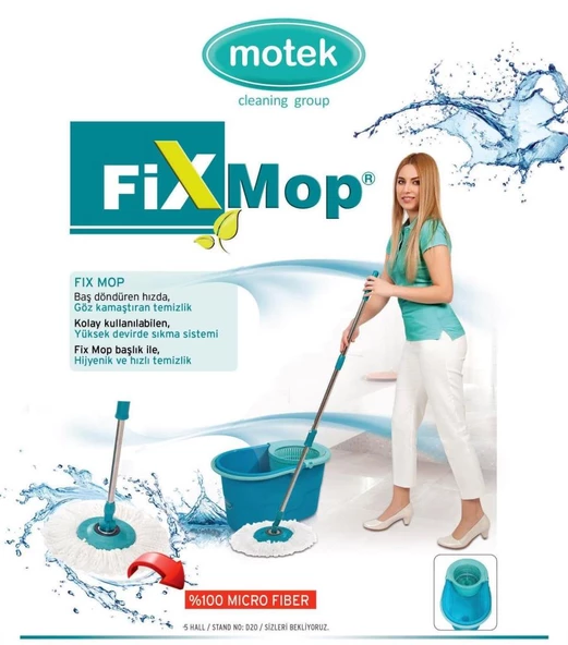 Motek Fix Mop Temizlik Kovası Temizlik Seti+Extra 1Ad Yedek Püskül - 4