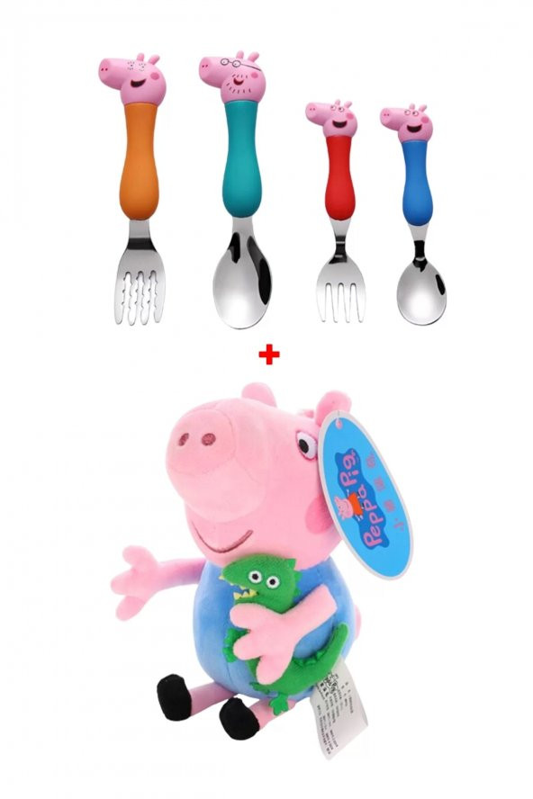 Peppa Pig Çatal Kaşık Seti 4 lü ve George 25 cm Peluş