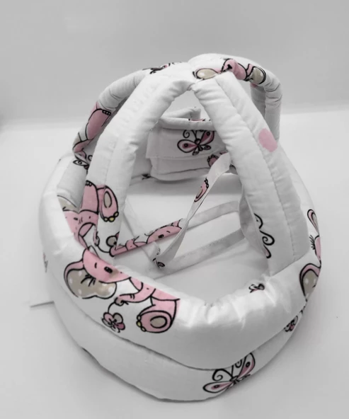 Bebek Kafa Koruma Güvenlik Başlığı Ayarlanabilir Emniyet Kaskı ( Beyaz ) - 4