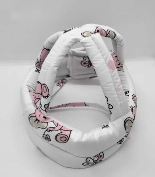 Bebek Kafa Koruma Güvenlik Başlığı Ayarlanabilir Emniyet Kaskı ( Beyaz ) - 3