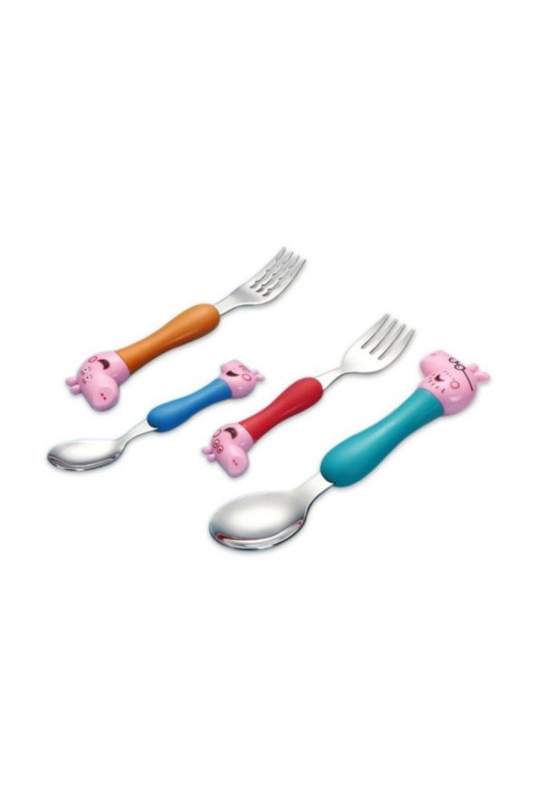 Kumik Peppa Pig Ailesi 4 Lü Çatak Kaşık Seti