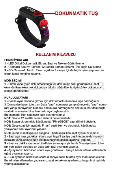 Dijital Dokunmatik Led Ekran Su Geçirmez Figürlü Çocuk Kol Saati Bileklik - 2