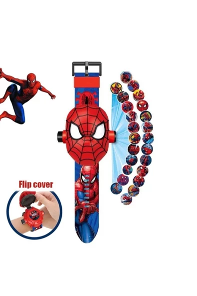 Kumik Çocuk Spiderman Figürlü Projeksiyonlu Dijital Kol Saati