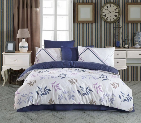 Hobby Çift Kişilik Ranforce Nevresim Takımı Belen Mavi ürün görseli 1