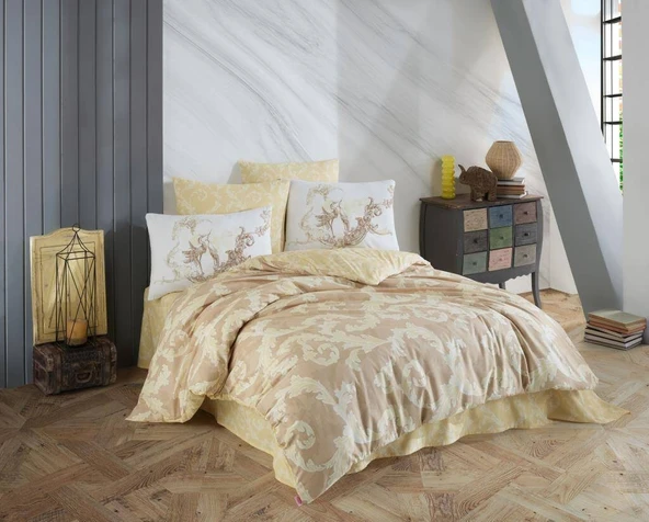 Hobby Çift Kişilik Ranforce Nevresim Takımı Avangarde Krem