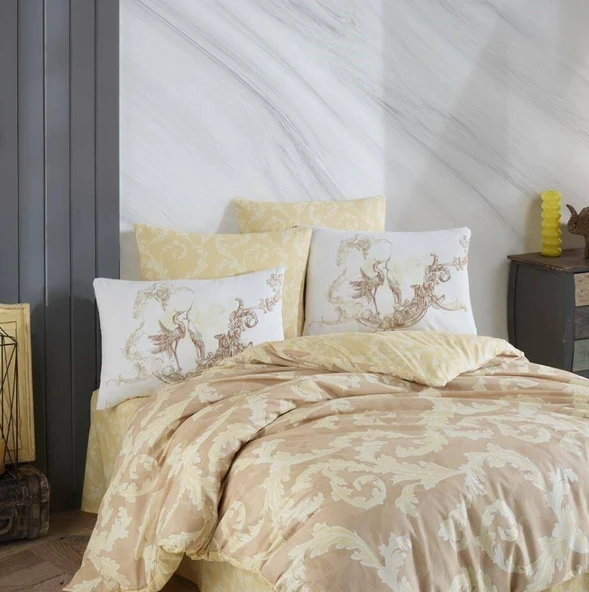 Hobby Çift Kişilik Ranforce Nevresim Takımı Avangarde Krem - 9