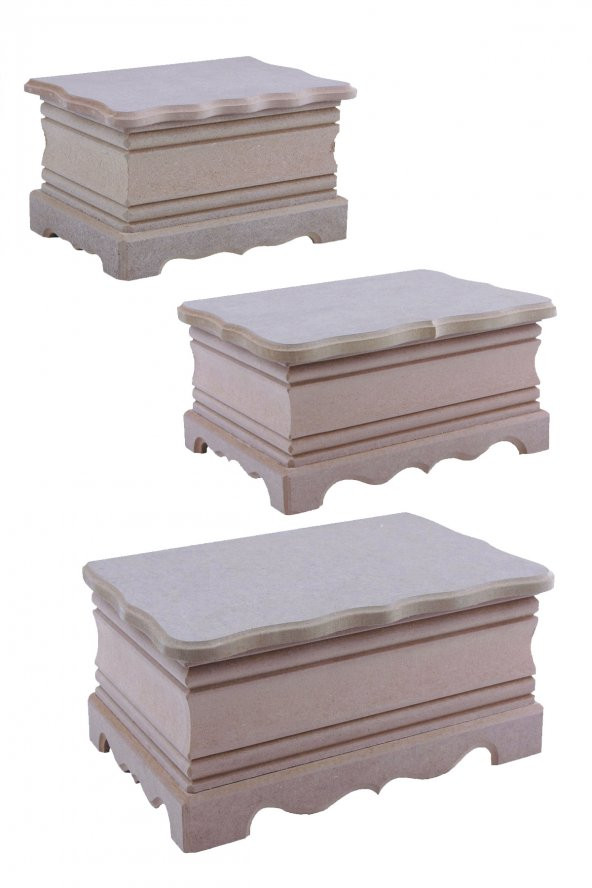 Boyanabilir Motifli Kutu 3lü Set