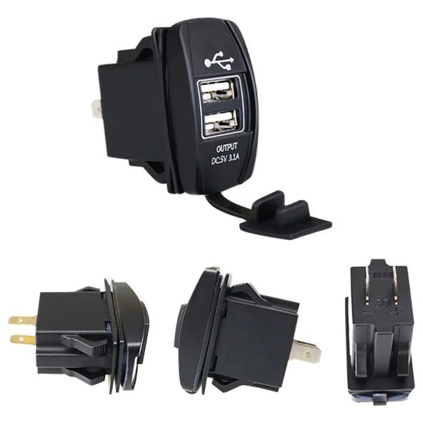 Concord CH-22 Çift USB Girişli 2x3.1A Mavi Işıklı Şarj  12-24V USB Araç Şarj - 4