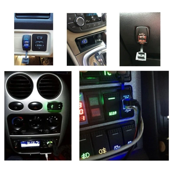 Concord CH-22 Çift USB Girişli 2x3.1A Mavi Işıklı Şarj  12-24V USB Araç Şarj - 6