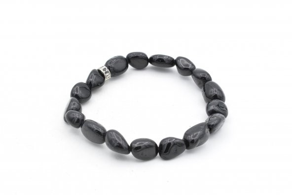 Hakiki Doğal Amorf Kesim İri Taneli Siyah Turmalin Taşı Bileklik ürün görseli 1